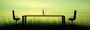 negotiating table in the middle of a field